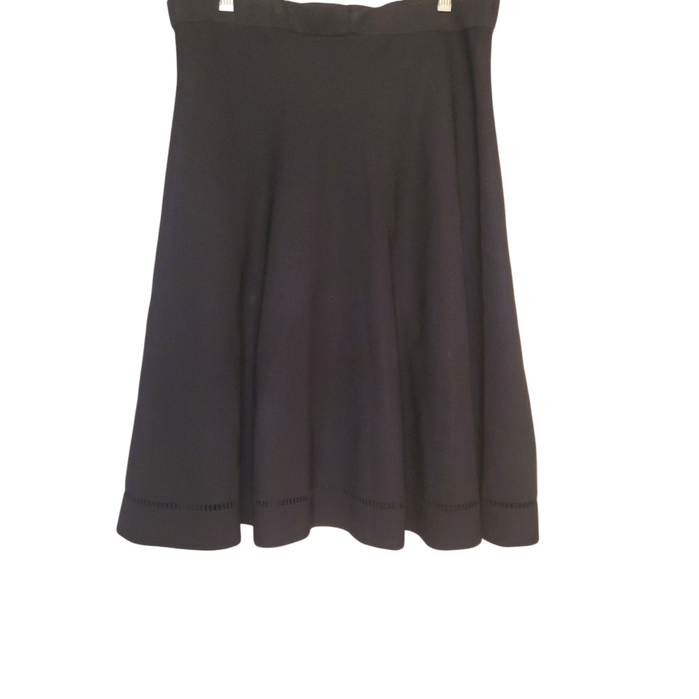 Grace Elements A-line Skirt Black Knit Rayon Blend Pull On Sz L